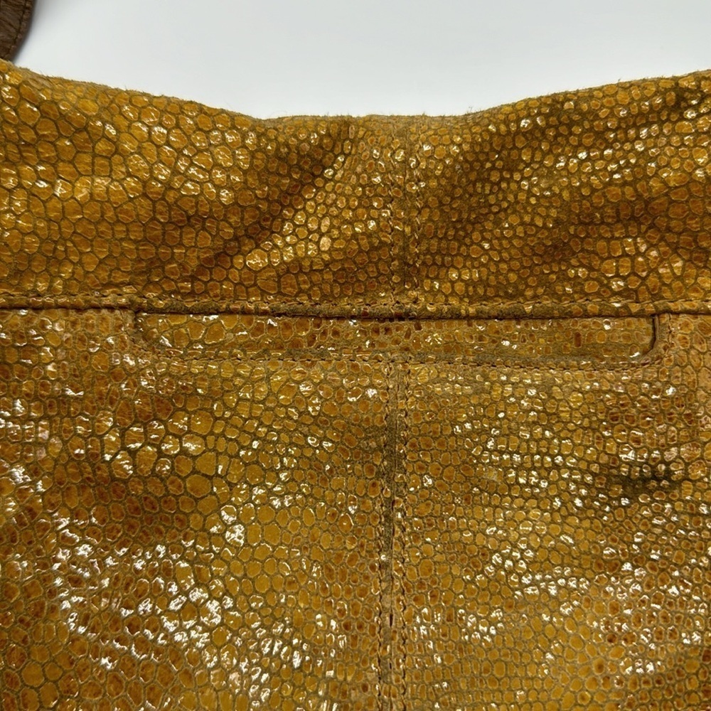 Hobo International Gold Yellow Hobo Bag Snakeskin Pattern with Leather Handle - Picture 5 of 16